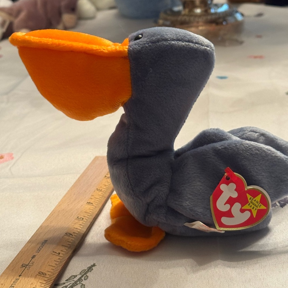 BEANIE BABY 💫 RARE 💫 TY Plush Pelican Toy Set of TWO stuffed animal SCOOP NEW - Picture 9 of 9